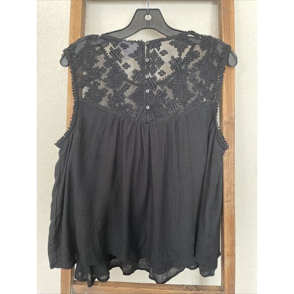 Women's Style Co Lace Sleeveless Blouse in Black Size Large - Picture 3 of 6